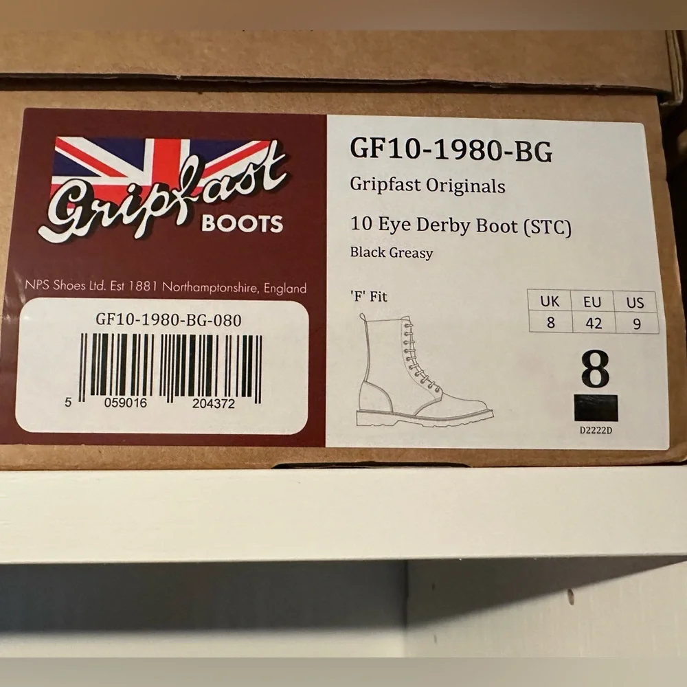 Gripfast Black Greasy 10 Eye Steel Toe Capped Derby Boot
